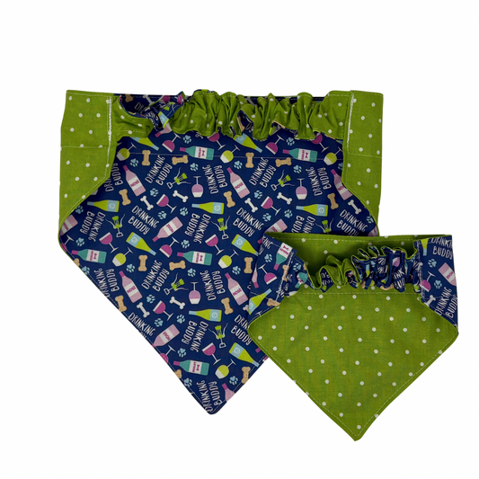 Drinking Buddy Wine Pet Reversible Slip-On Bandana