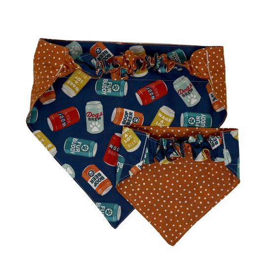 Dog Beer Pet Reversible Slip-On Bandana