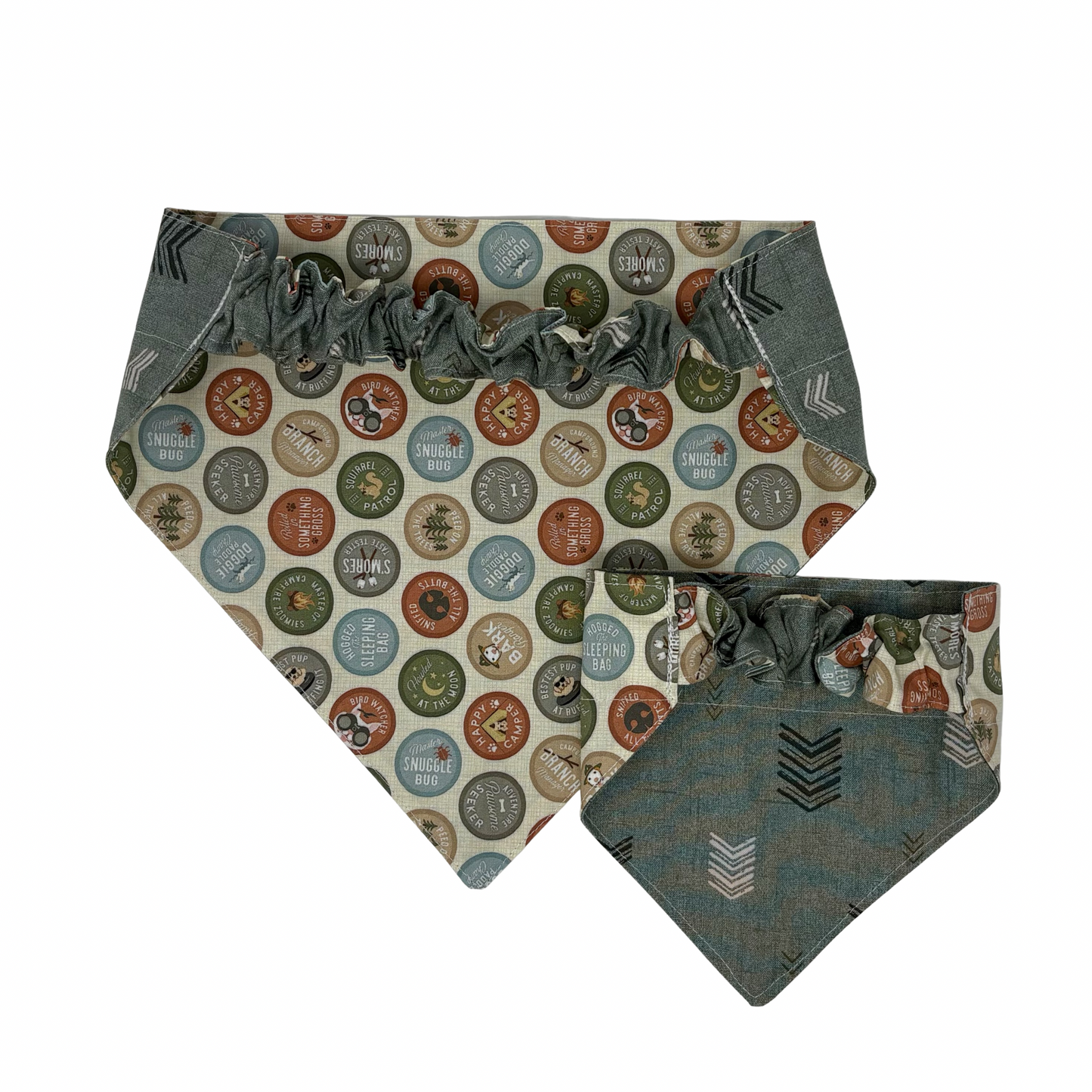 Dog Camp Badge Pet Reversible Slip-On Bandana